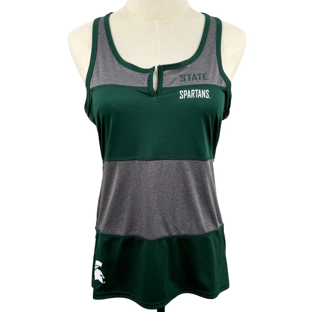 Colosseum‎ Michigan State Spartans MSU Medium Green Gray Racerback Tank Top Gym